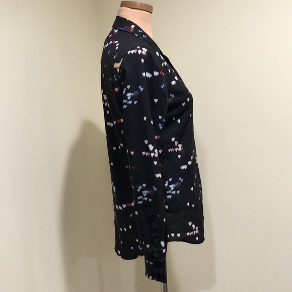 Equipment Blouse Size XS Black Heart Print Long Sleeve Button Down - Picture 4 of 10